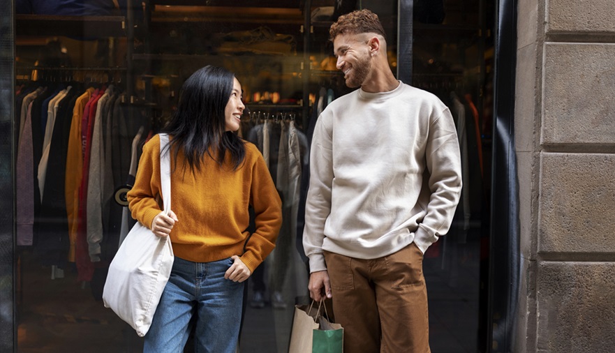 Medium Shot Smiley People Carrying Bags