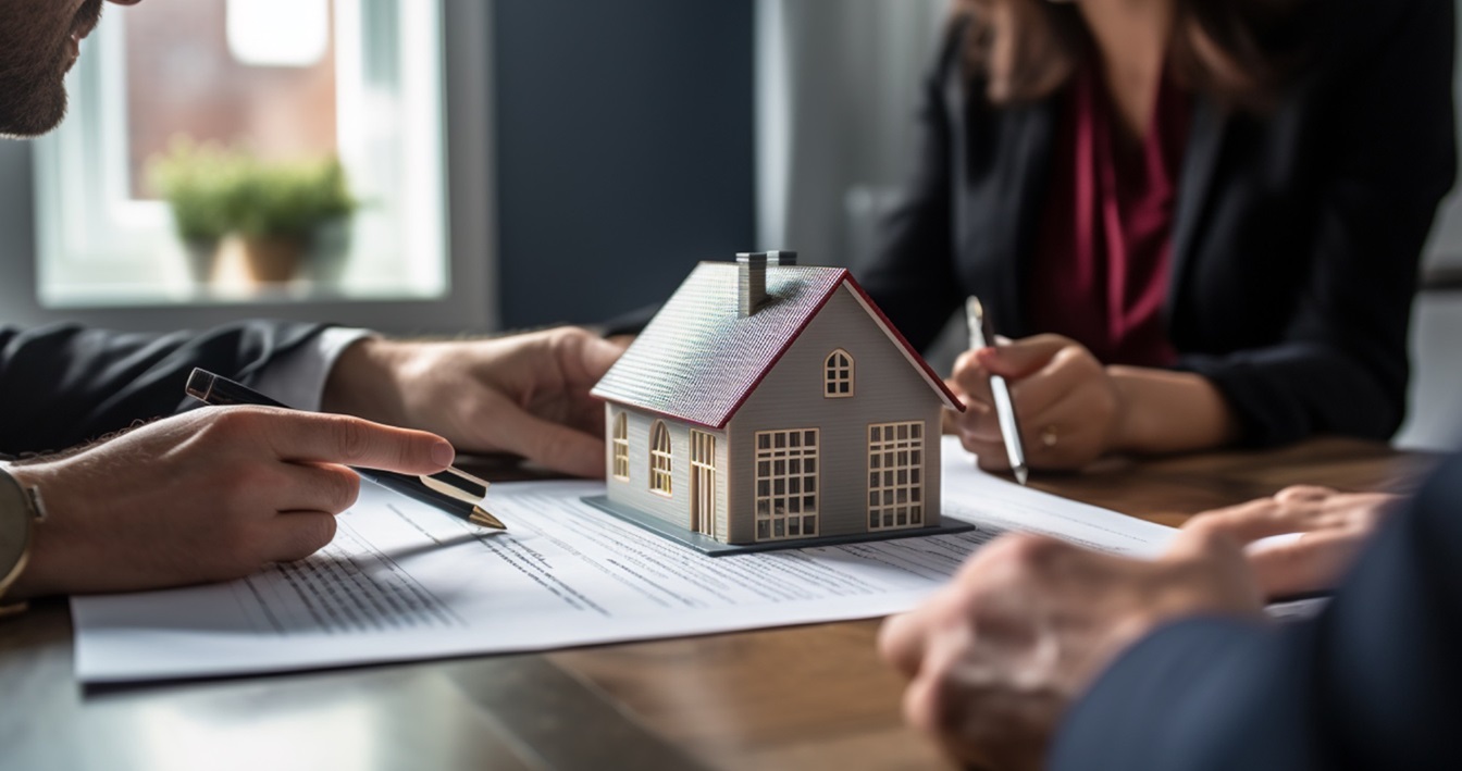 Real Estate Agents Working Close Up Office Backgrounds