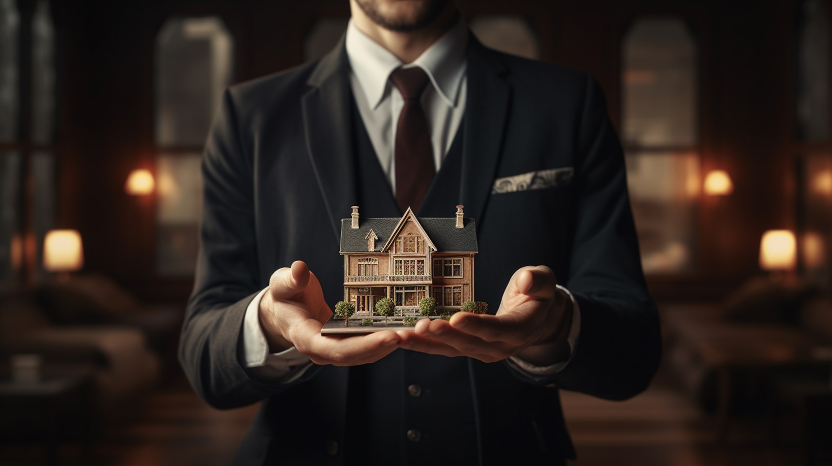 Front View Man Working As Real Estate Agent