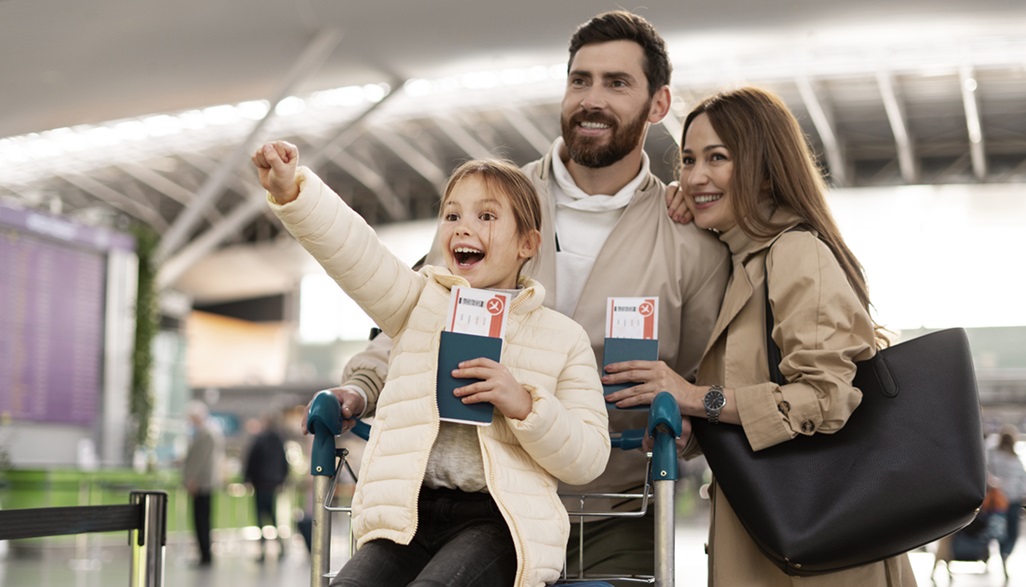 Medium Shot Happy Family Airport