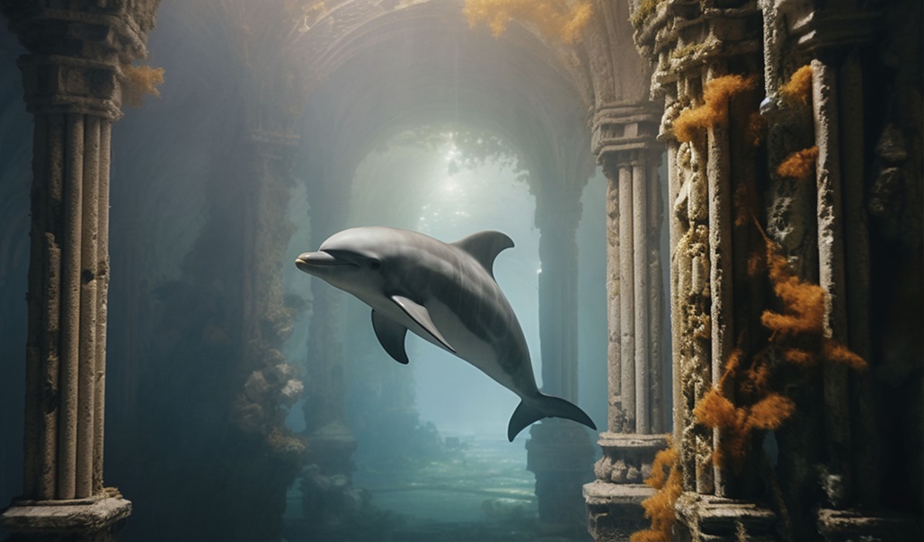 Surreal Rendering Dolphin Ruins